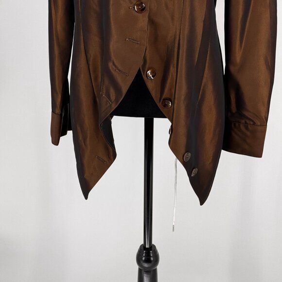 Vtg Earl Rotenberg Asymmetrical Shirt Womens S Silky Metallic Button USA - Picture 3 of 8
